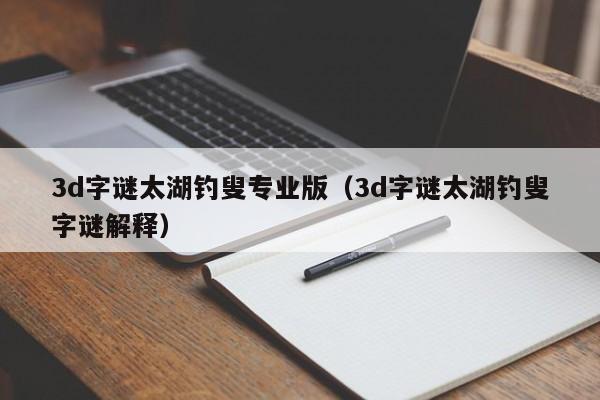 3d字谜太湖钓叟专业版（3d字谜太湖钓叟字谜解释）